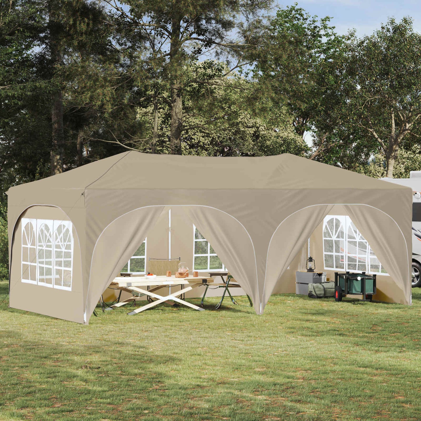 Pop-up Party Tent 575 x 288 x 245 cm Cream Oxford Fabric