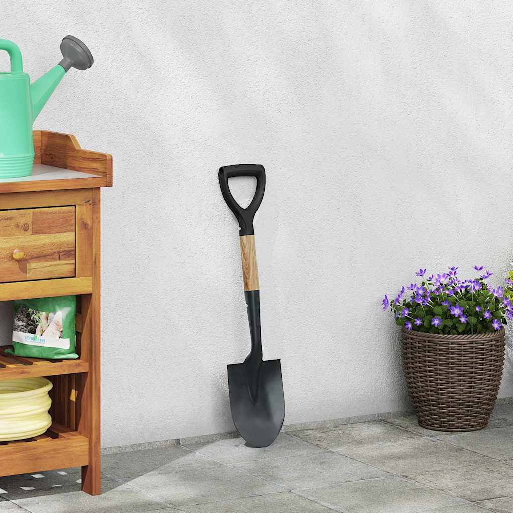 Shovel Black 68.5 cm Power Coated Steel and Solid Wood