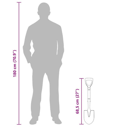 Shovel Black 68.5 cm Power Coated Steel and Solid Wood