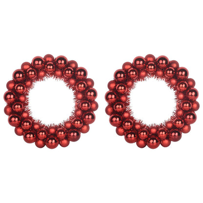 Christmas Ball Wreathes 2 pcs Red 33 x 33 x 7 cm Polystyrene