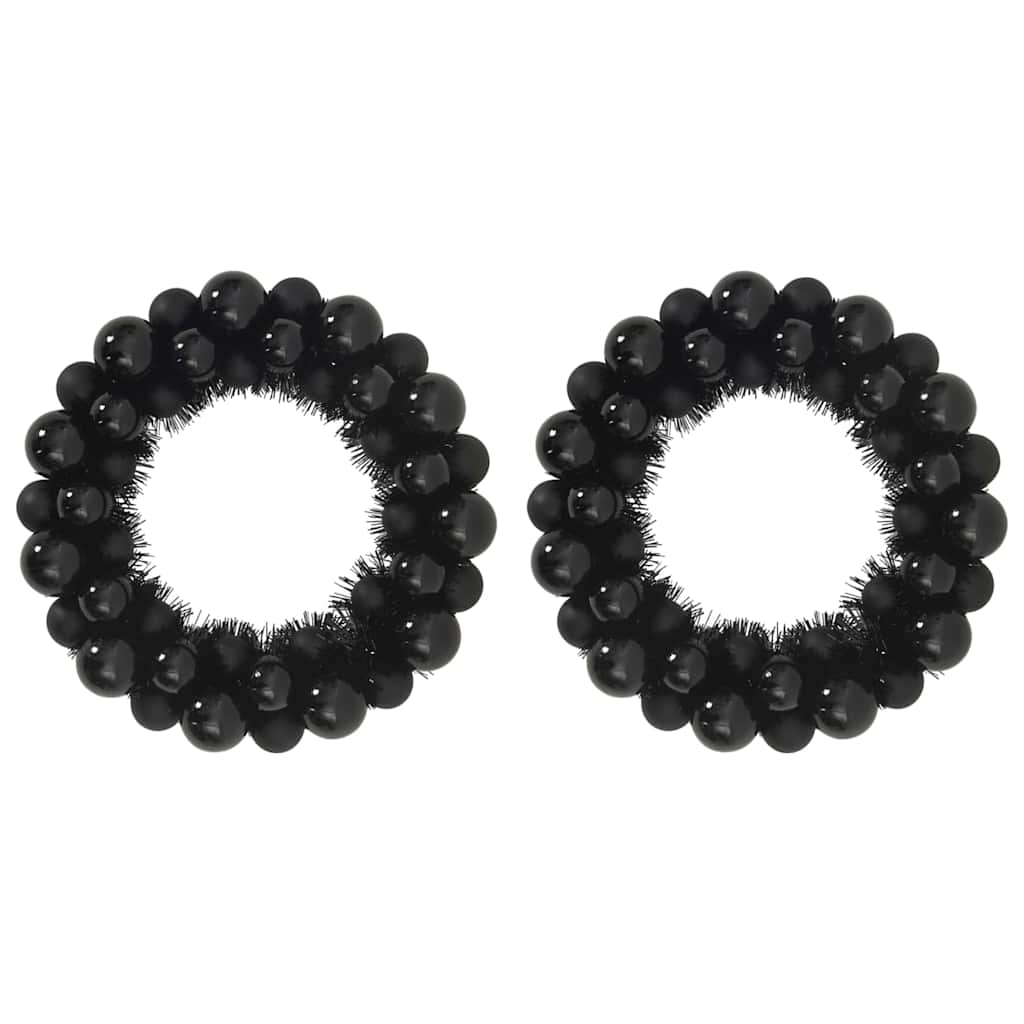 Christmas Ball Wreathes 2 pcs Black 33 x 33 x 7 cm Polystyrene