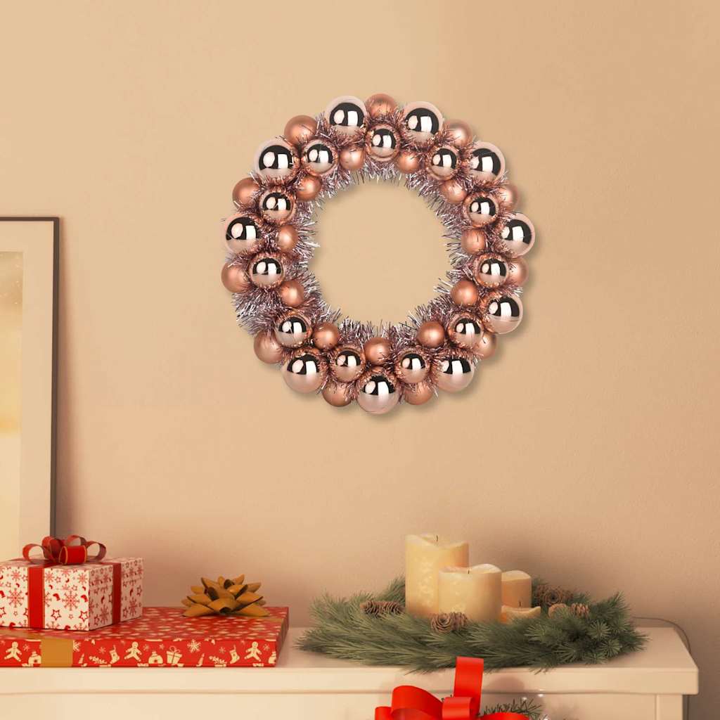 Christmas Ball Wreathes 2 pcs Rose Gold 33 x 33 x 7 cm