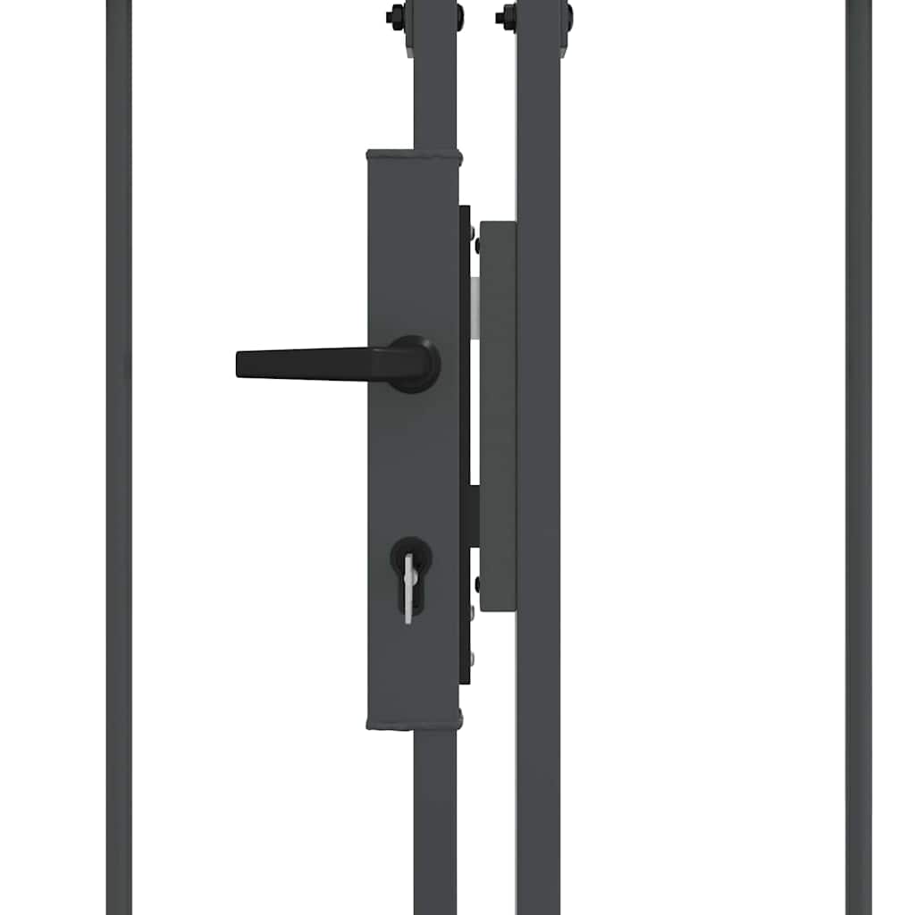 Garden Fence Gate with Arched Top Assen Grey 4 x 1.25 m Steel