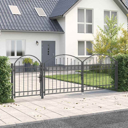 Garden Fence Gate with Arched Top Assen Grey 4 x 1.25 m Steel