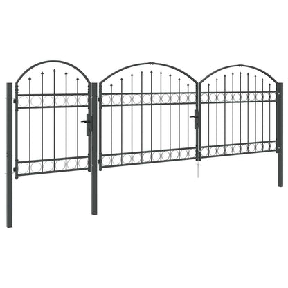 Garden Fence Gate with Arched Top Assen Grey 4 x 1.25 m Steel
