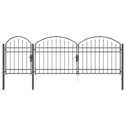 Garden Fence Gate with Arched Top Assen Grey 4 x 1.25 m Steel
