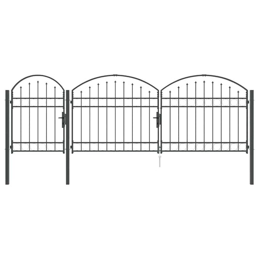 Garden Fence Gate with Arched Top Assen Grey 4 x 1.25 m Steel