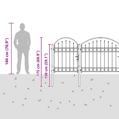 Garden Fence Gate with Arched Top Assen Grey 4 x 1.25 m Steel
