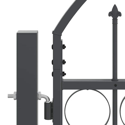 Garden Fence Gate with Arched Top Assen Grey 400 x 100 cm Steel