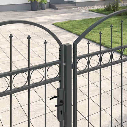 Garden Fence Gate with Arched Top Assen Grey 400 x 100 cm Steel