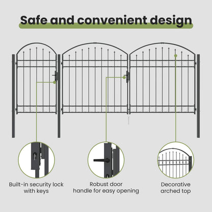 Garden Fence Gate with Arched Top Assen Grey 400 x 100 cm Steel