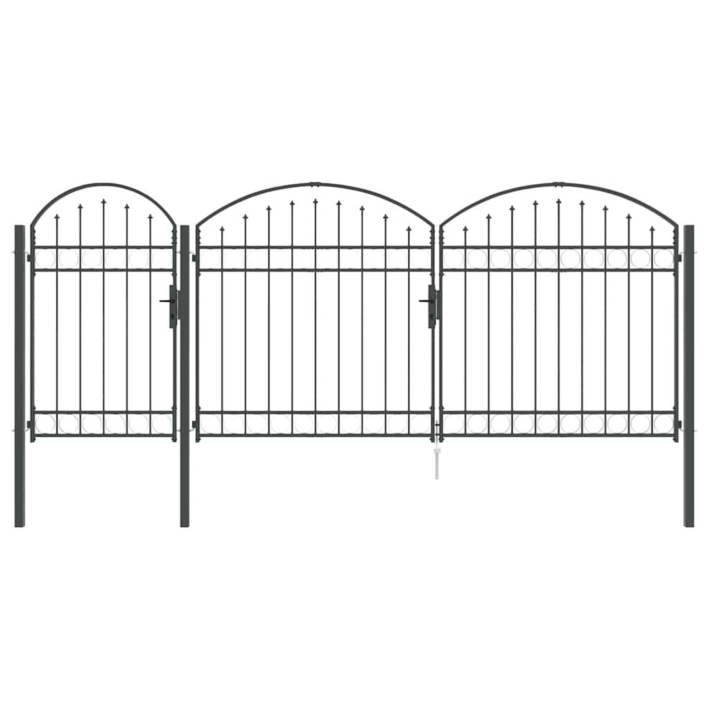 Garden Fence Gate with Arched Top Assen Grey 400 x 100 cm Steel