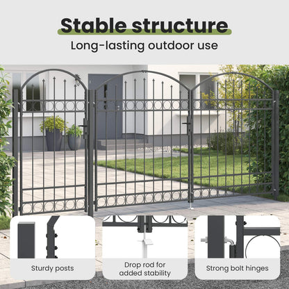Garden Fence Gate with Arched Top Assen Grey 400 x 125 cm Steel