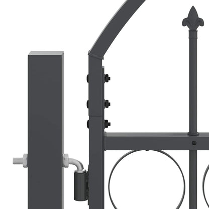 Garden Fence Gate with Arched Top Assen Grey 500 x 75 cm Steel
