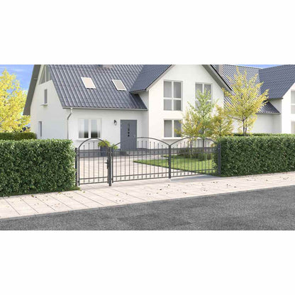 Garden Fence Gate with Arched Top Assen Grey 500 x 75 cm Steel