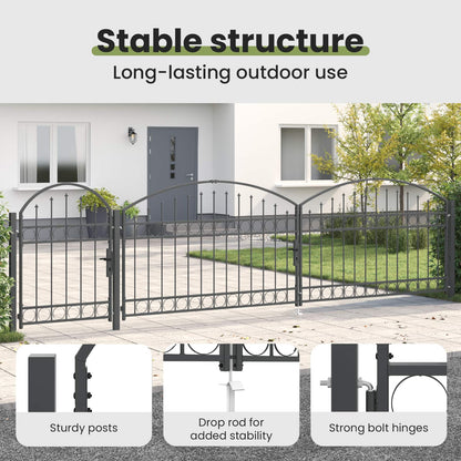Garden Fence Gate with Arched Top Assen Grey 500 x 75 cm Steel