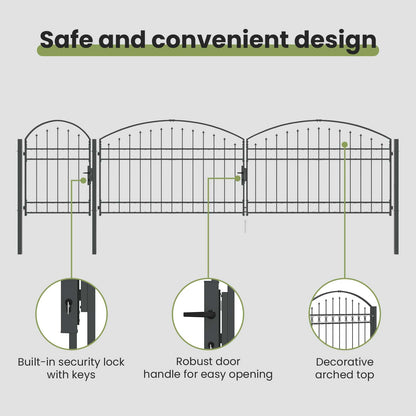 Garden Fence Gate with Arched Top Assen Grey 500 x 75 cm Steel