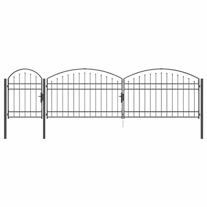 Garden Fence Gate with Arched Top Assen Grey 500 x 75 cm Steel