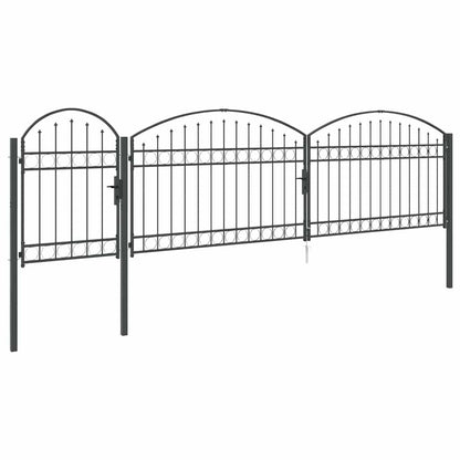 Garden Fence Gate with Arched Top Assen Grey 500 x 100 cm Steel
