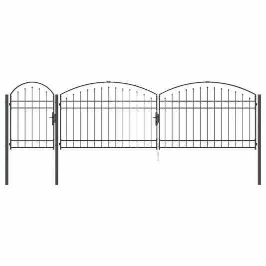 Garden Fence Gate with Arched Top Assen Grey 500 x 100 cm Steel