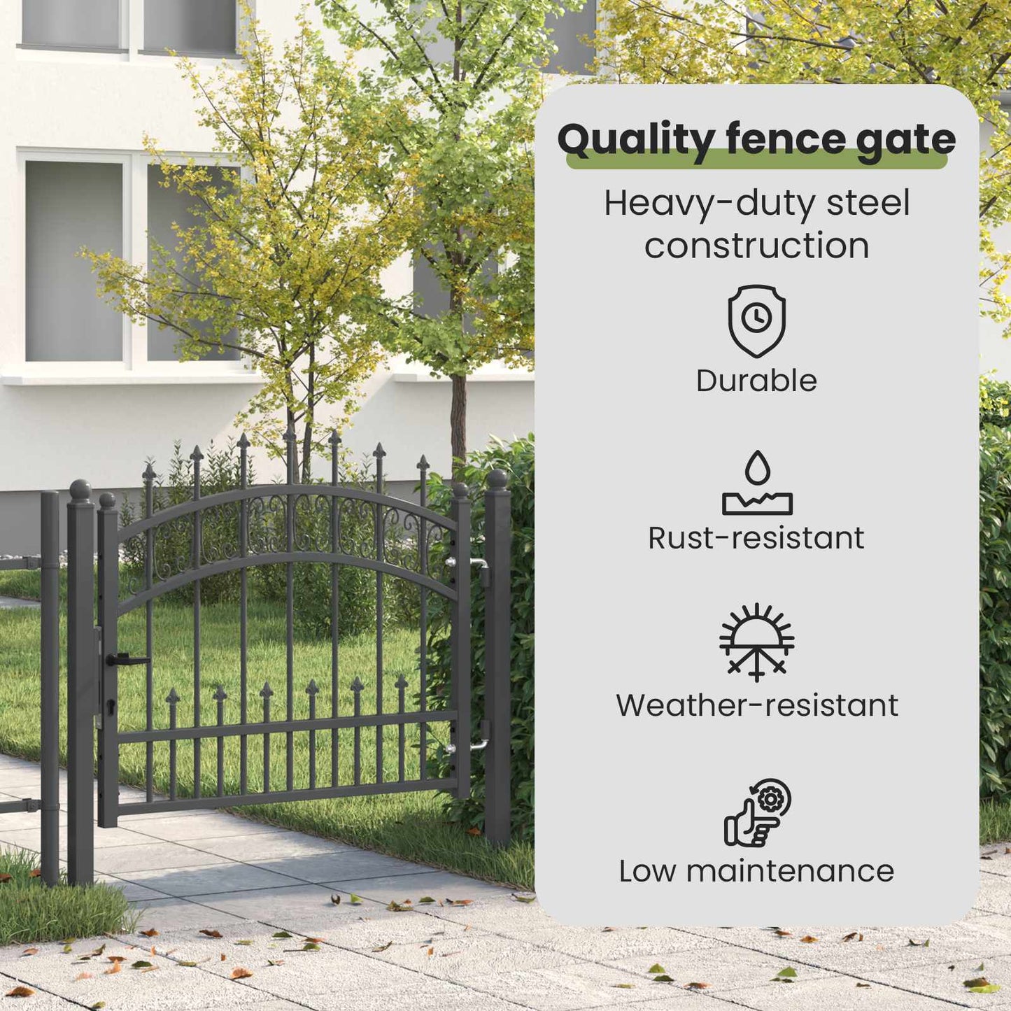 Fence Gate with Spear Top KAMPEN 103 x 75 cm Steel Grey