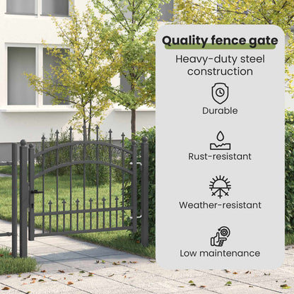 Fence Gate with Spear Top KAMPEN 103 x 75 cm Steel Grey