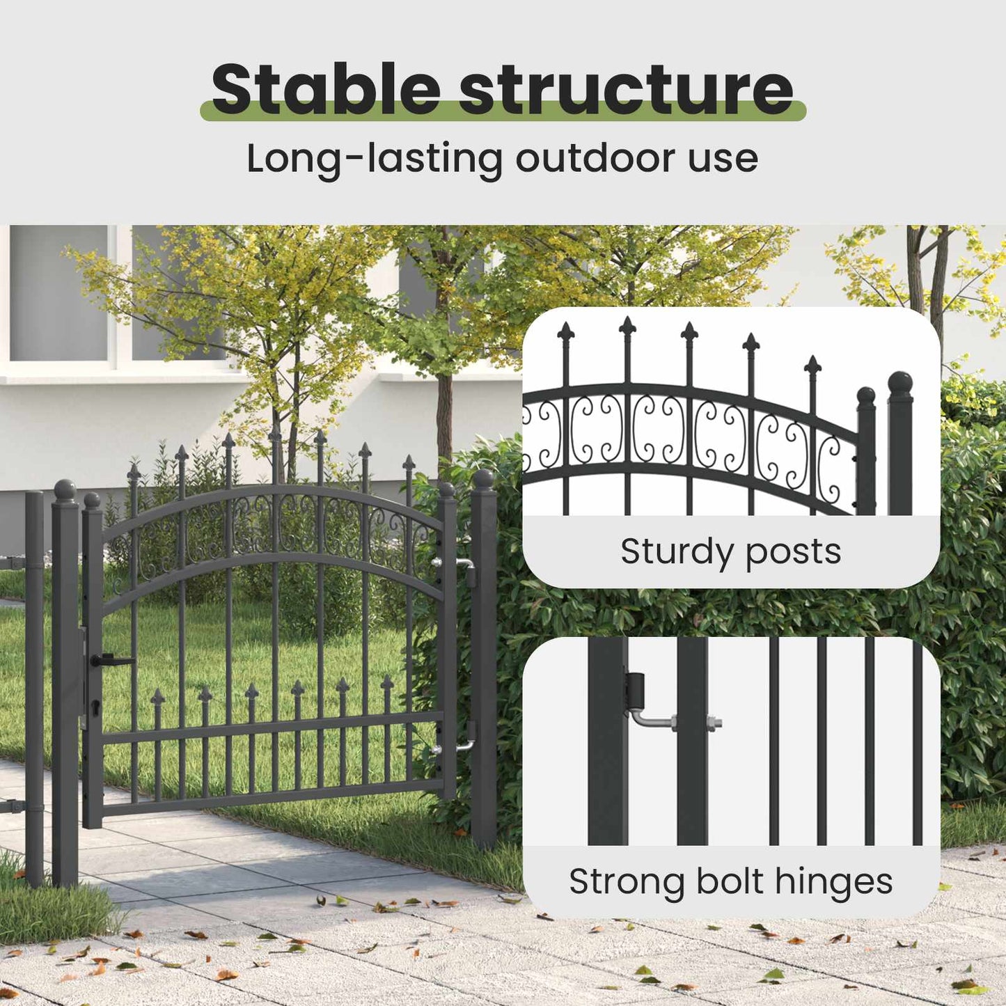 Fence Gate with Spear Top KAMPEN 103 x 75 cm Steel Grey