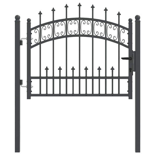 Fence Gate with Spear Top KAMPEN 103 x 75 cm Steel Grey