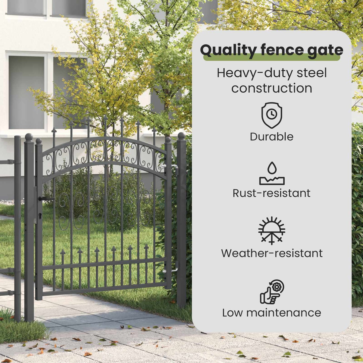 Fence Gate with Spear Top KAMPEN 103 x 100 cm Steel Grey