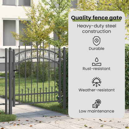 Fence Gate with Spear Top KAMPEN 103 x 100 cm Steel Grey
