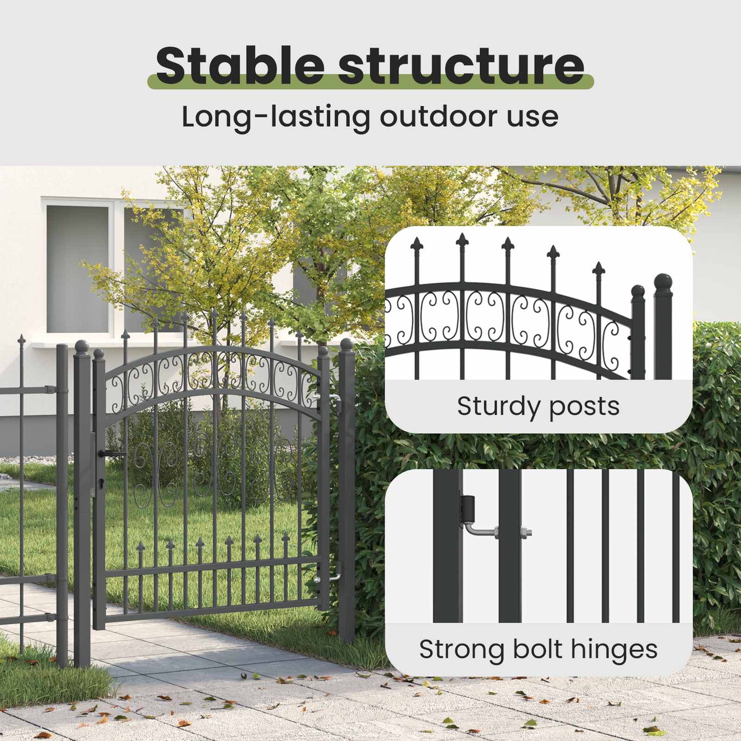 Fence Gate with Spear Top KAMPEN 103 x 100 cm Steel Grey