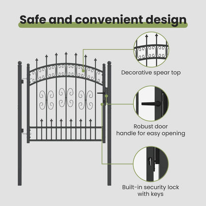 Fence Gate with Spear Top KAMPEN 103 x 100 cm Steel Grey