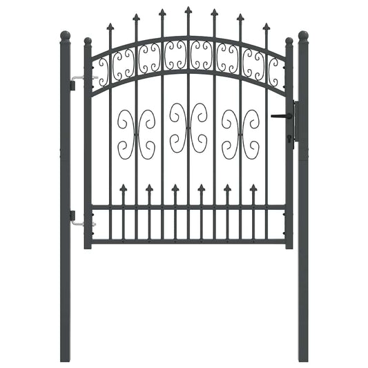 Fence Gate with Spear Top KAMPEN 103 x 100 cm Steel Grey