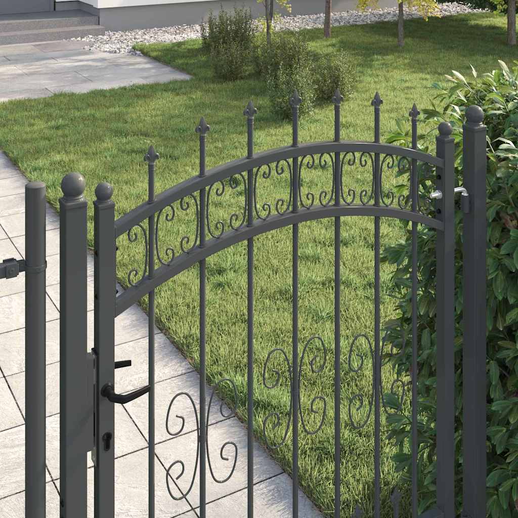 Fence Gate with Spear Top KAMPEN 103 x 175 cm Steel Grey