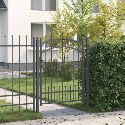 Fence Gate with Spear Top KAMPEN 103 x 175 cm Steel Grey