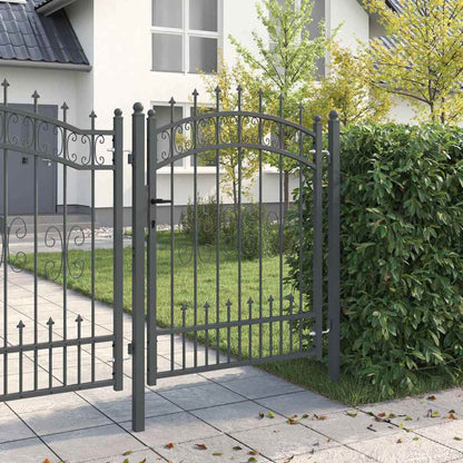 Fence Gate with Spear Top KAMPEN 103 x 175 cm Steel Grey