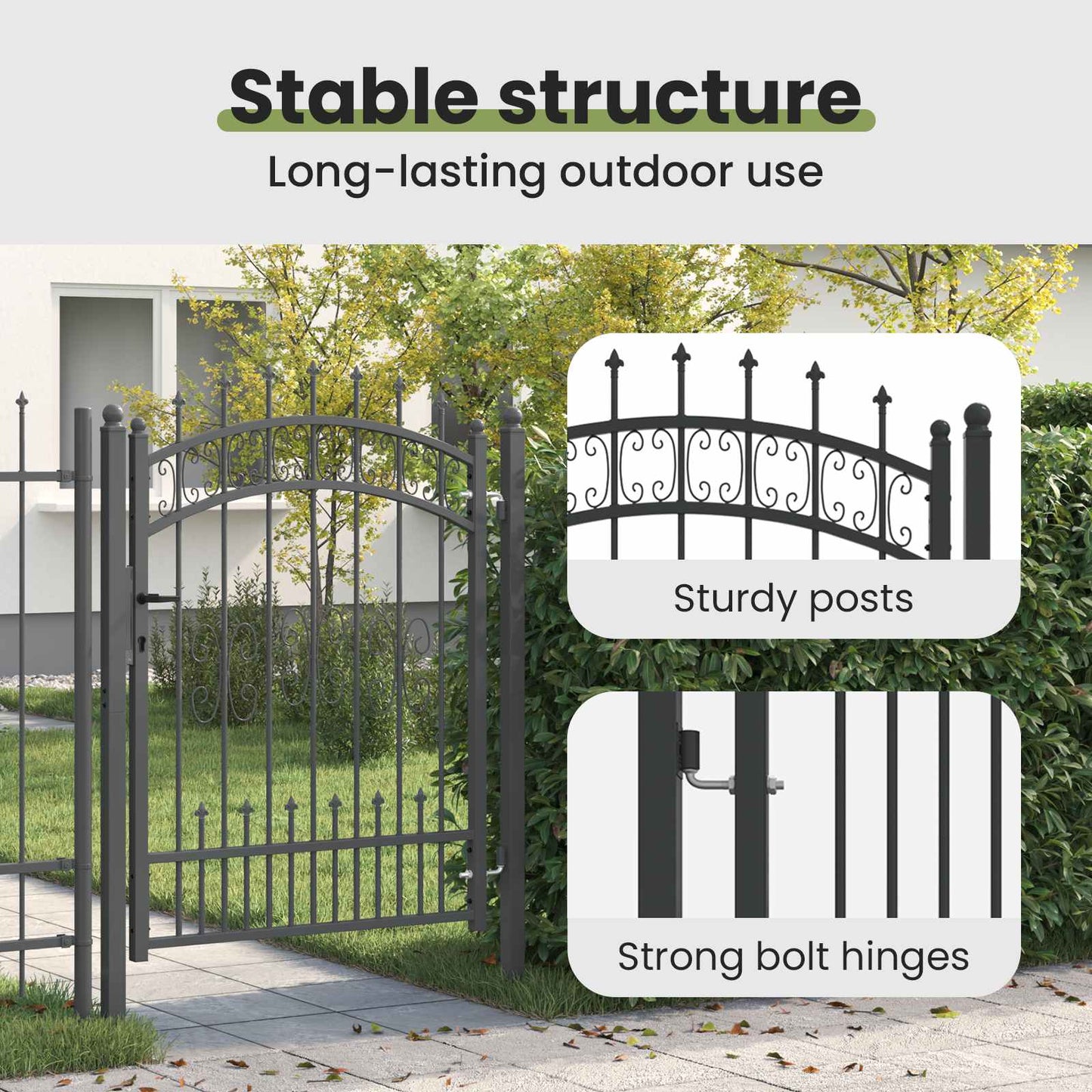 Fence Gate with Spear Top KAMPEN 103 x 175 cm Steel Grey