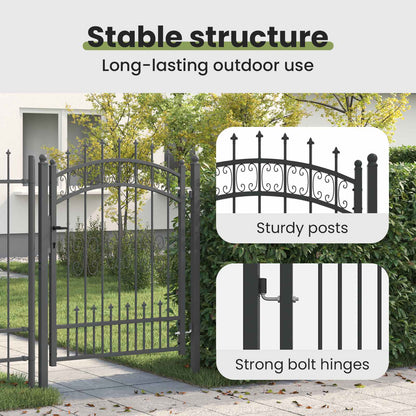 Fence Gate with Spear Top KAMPEN 103 x 175 cm Steel Grey