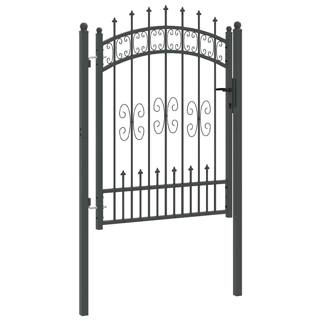Fence Gate with Spear Top KAMPEN 103 x 175 cm Steel Grey