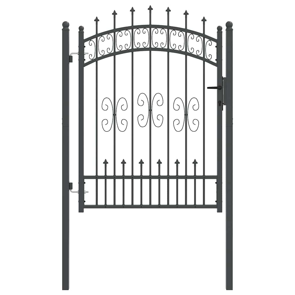 Fence Gate with Spear Top KAMPEN 103 x 175 cm Steel Grey