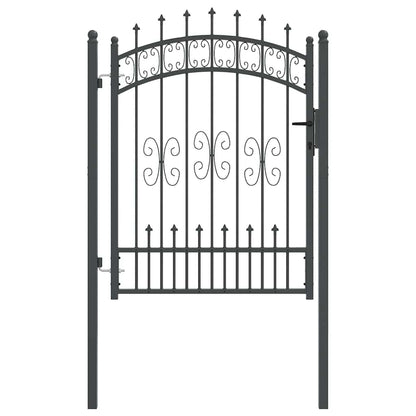Fence Gate with Spear Top KAMPEN 103 x 175 cm Steel Grey