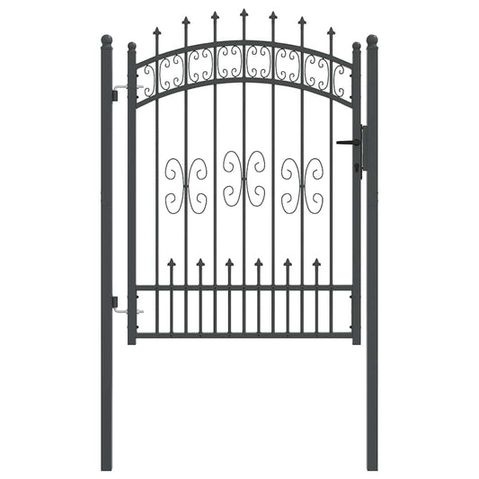 Fence Gate with Spear Top KAMPEN 103 x 175 cm Steel Grey