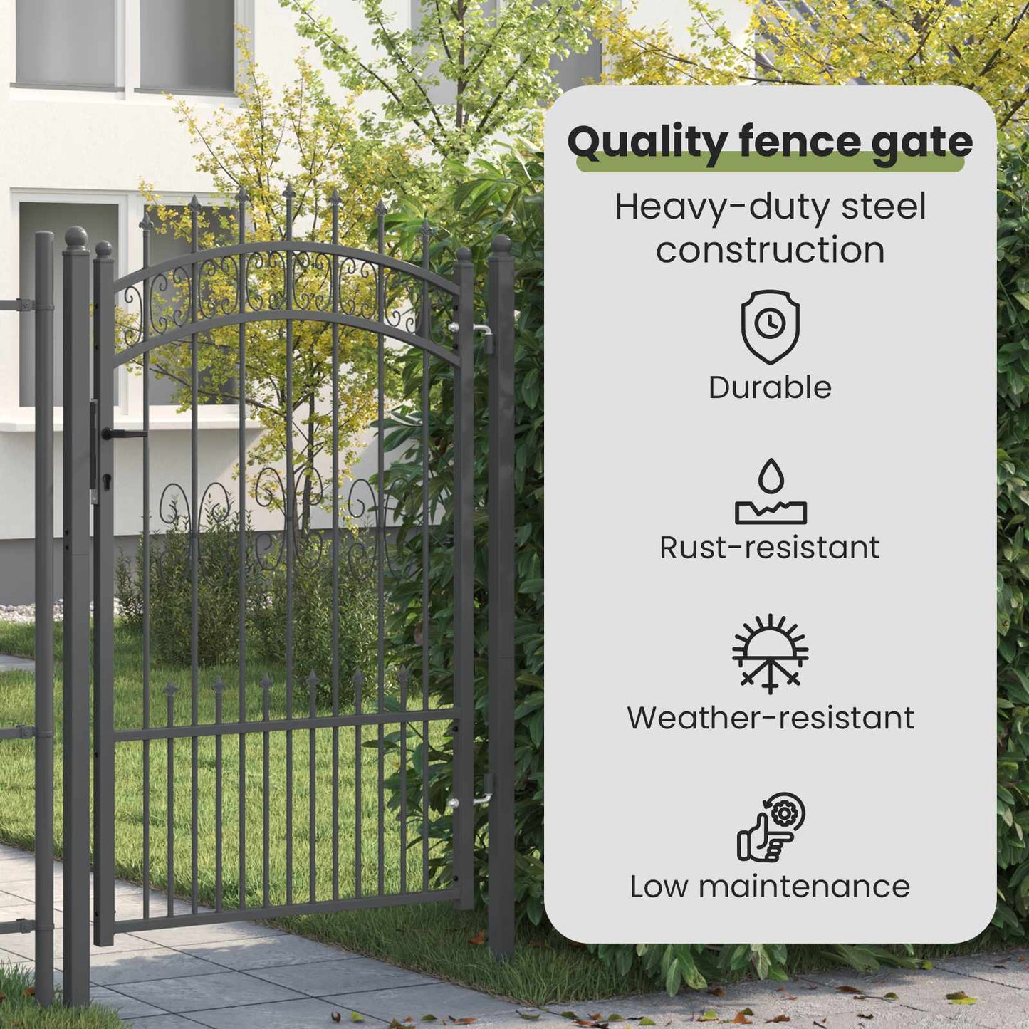 Fence Gate with Spear Top KAMPEN 103 x 200 cm Steel Grey