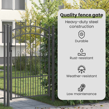 Fence Gate with Spear Top KAMPEN 103 x 200 cm Steel Grey