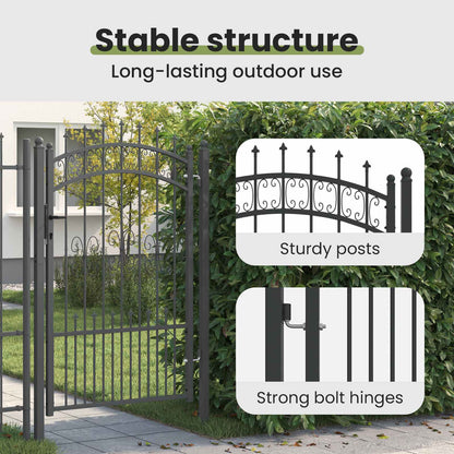 Fence Gate with Spear Top KAMPEN 103 x 200 cm Steel Grey