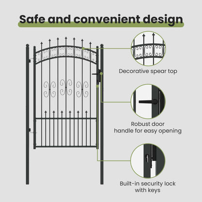 Fence Gate with Spear Top KAMPEN 103 x 200 cm Steel Grey