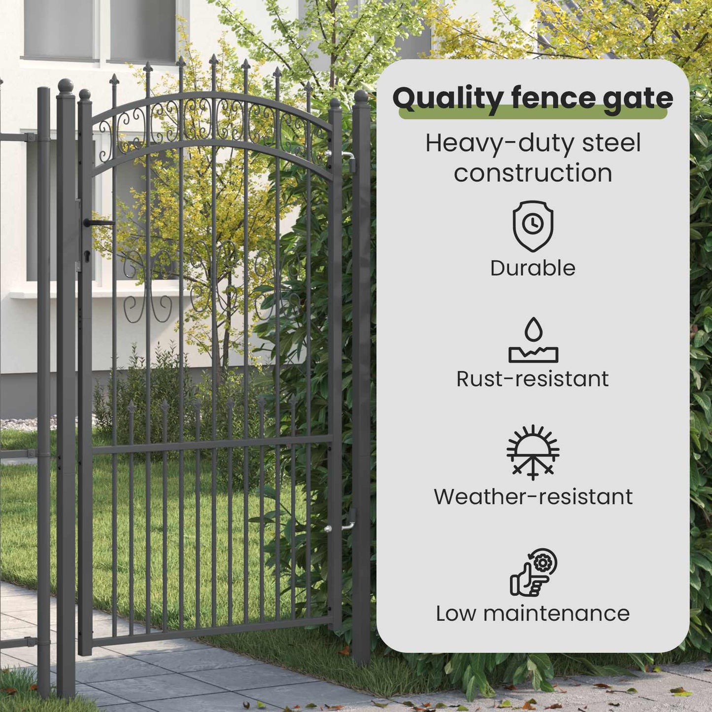 Fence Gate with Spear Top KAMPEN 103 x 175 cm Steel Grey
