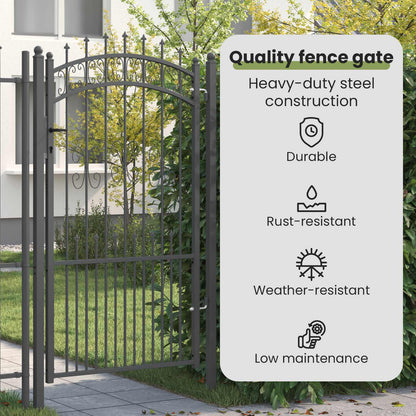 Fence Gate with Spear Top KAMPEN 103 x 175 cm Steel Grey