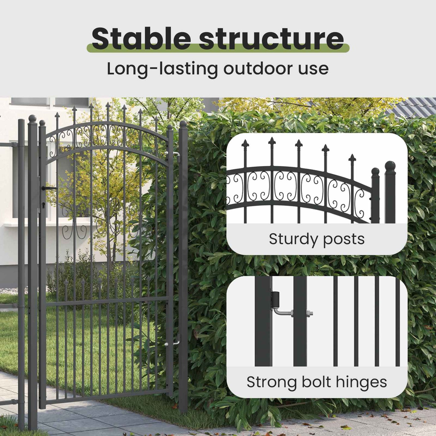 Fence Gate with Spear Top KAMPEN 103 x 175 cm Steel Grey