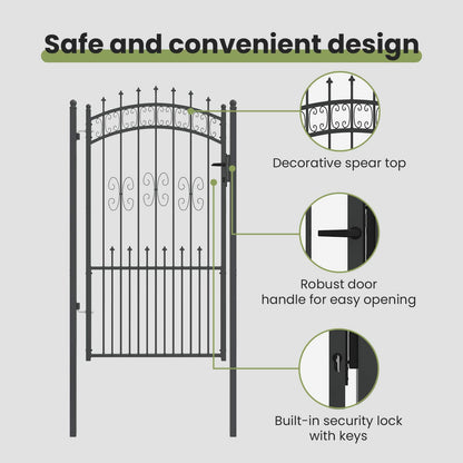 Fence Gate with Spear Top KAMPEN 103 x 175 cm Steel Grey